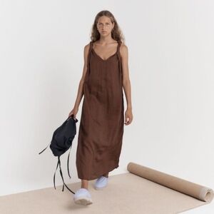 Deiji Studios The Turn Linen Maxi Dress In Tobacco M/L